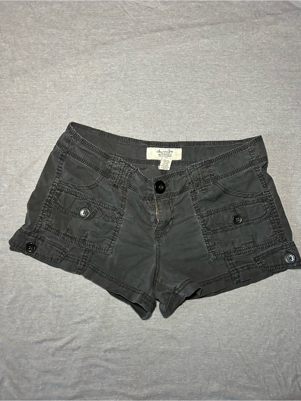 American Rag Y2K Black Cargo Pocket Shorts ultra low rise.